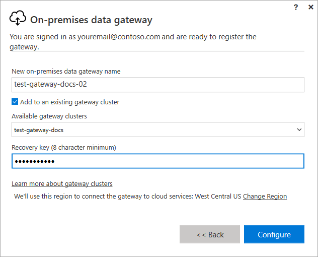 Adding a New Cluster - Power BI Data Gateway